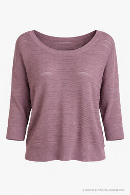 Love By Design Plum Open Knit Button Back Slouchy Boho Sweater Medium